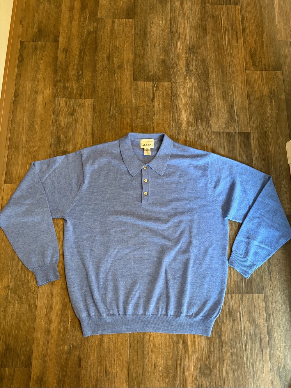 Alfani Men’s Light Blue V-Neck Button Polo Sweater